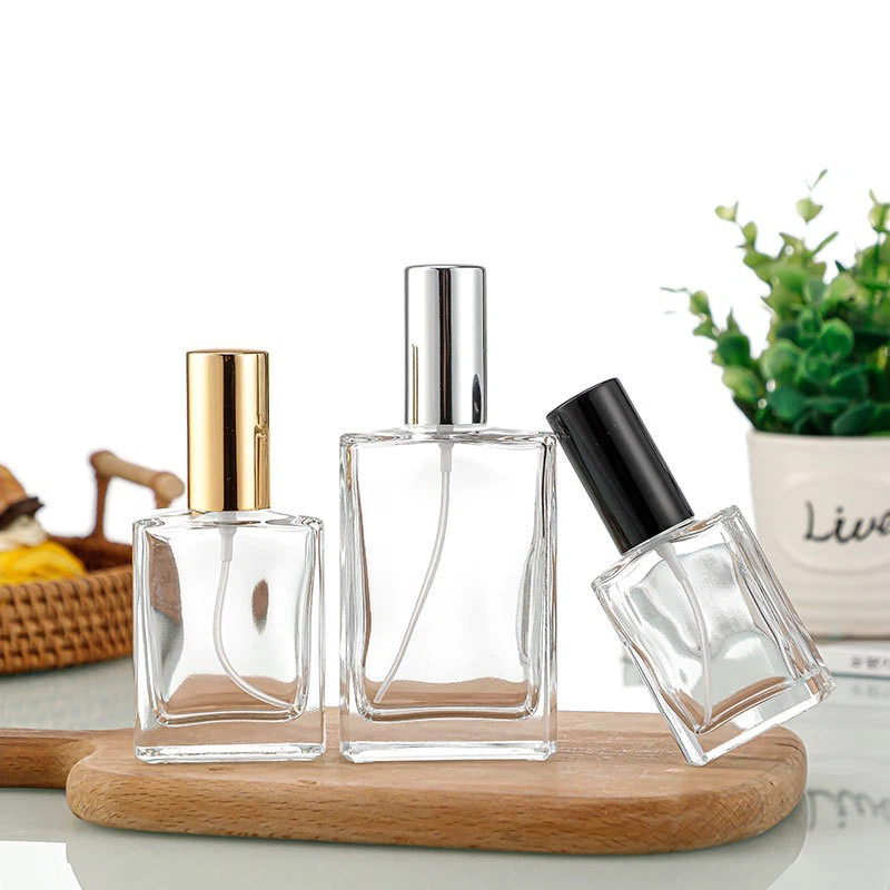 Flat Square Rectangle Luxury 15 Ml 30 Ml 50 Ml 100 Ml Perfume Glass Bottles