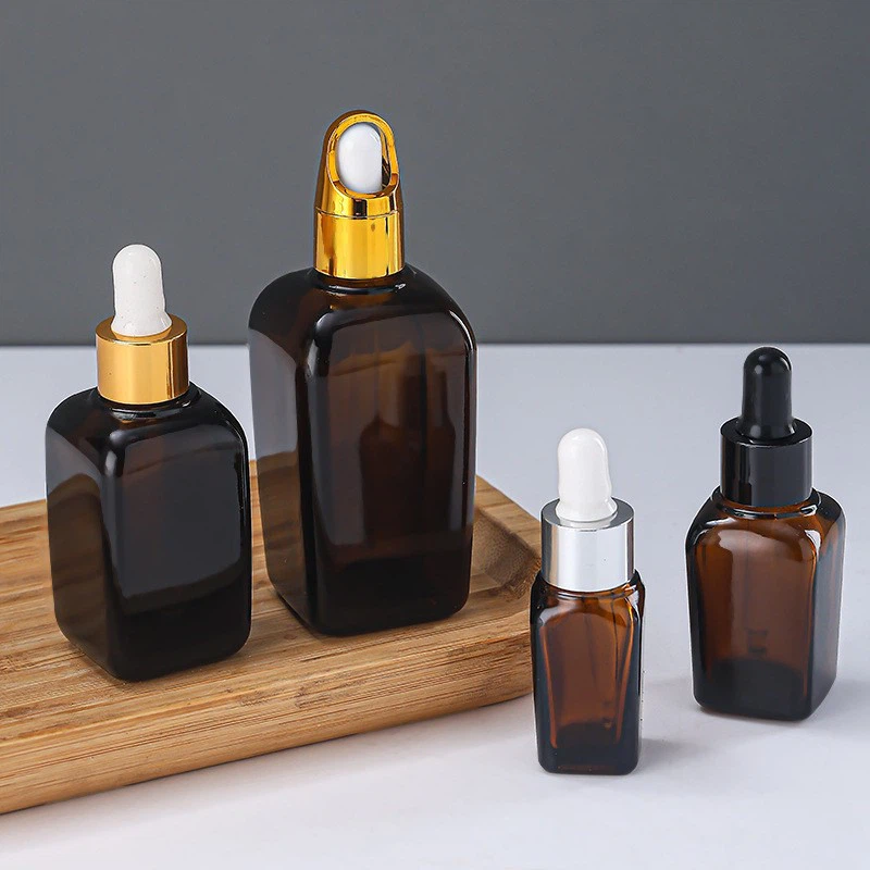 Square Brown Essential Oil Bottle
